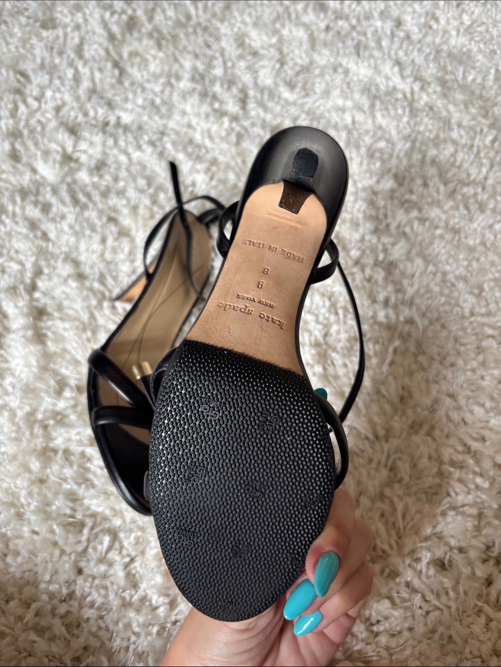kate spade Black Knotted Ankle-Strap Heels with Gold Accents - Picture 5 of 5